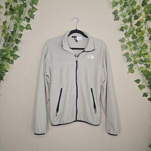 The North Face Beige Gray Taupe Full Zip Glacier Fleece Batwing Jacket Sz M